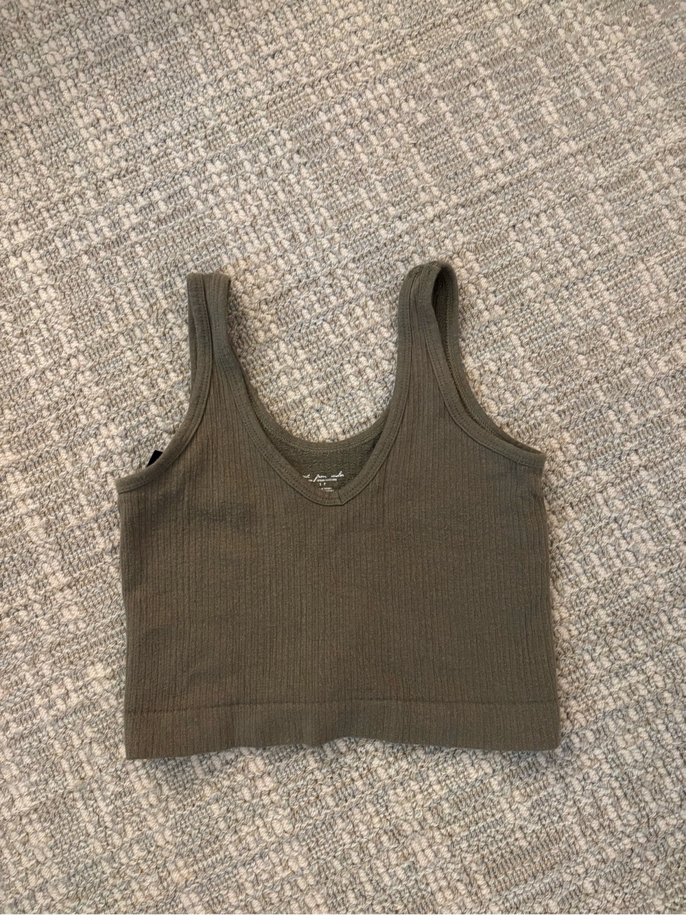 Urban Outfitters Olive Ribbed Cropped Tank